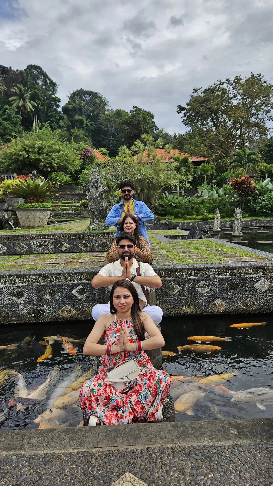 Tripaway travellers making a playful group portrait in Bali