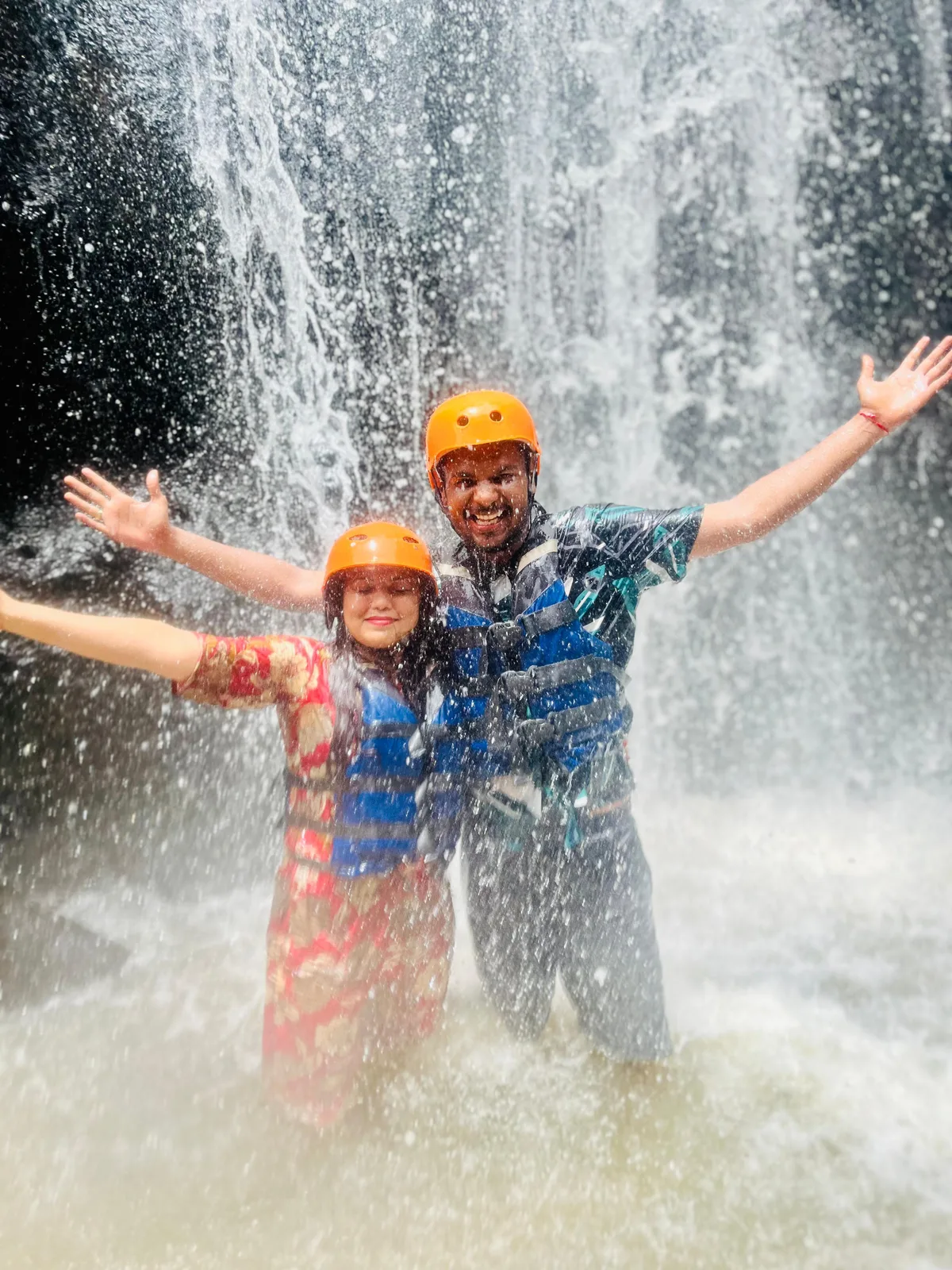 Tripaway travellers enjoying a waterfall adventure